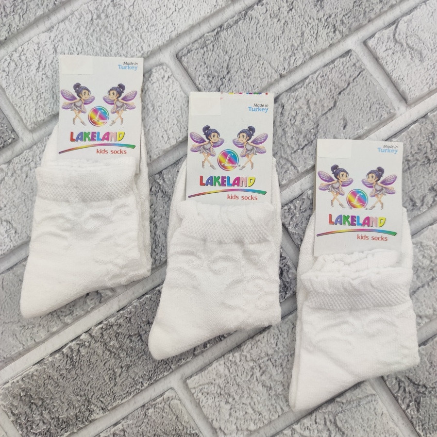 Шкарпетки дитячі весна/осінь середні р.11-12 (18-20) білі ажурні LAKELAND Туреччина 30036075