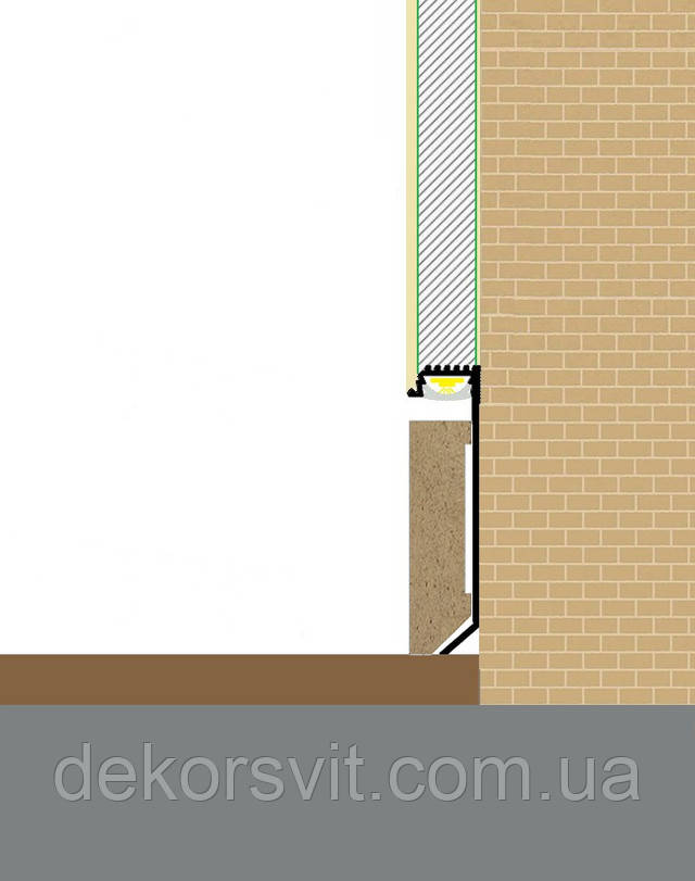 Алюминиевый плинтус скрытого монтажа с подсветкой 35 мм