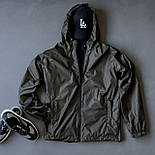 Куртка чоловіча вітровка осінь-весна демісезонна з капюшоном хакі. Живе фото, фото 3