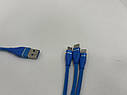 Плетений зарядний кабель 3 в 1, Type-c, Micro USB, Lightning cable for iPhone, довжина 1,2 м Потужність 5 V/2.4 A, фото 3