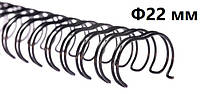 Пружина металлическая для переплета с шагом 2:1, 40 штук, диаметр 22,2 мм, черная