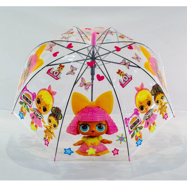 Дитячий парасольку ЛОЛ для дівчаток з ляльками тростина напівавтомат Прозорий Max 018-1
