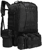 Чоловічий рюкзак тактичний з підсумками "B08 - Чорний" 55л, рюкзак бойовий і туристичний (тактический рюкзак)