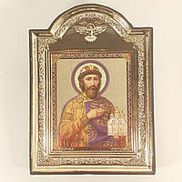 Икона Ярослав Мудрый святой благоверный князь, лик 10х12 см, в пластиковой черной рамке