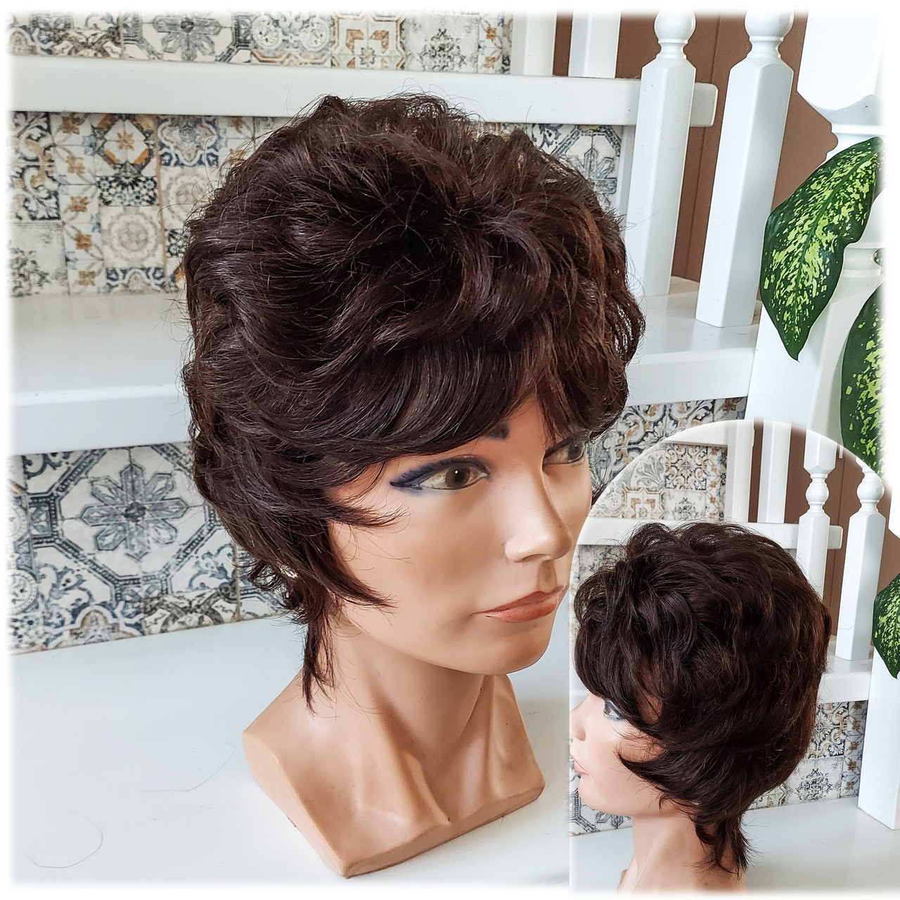 Перука з натурального волосся пишна темно-шоколадна 6369HH-4, фото 1