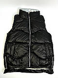 Чорна жіноча демісезонна жилетка безрукова XL, однотонний L, фото 2