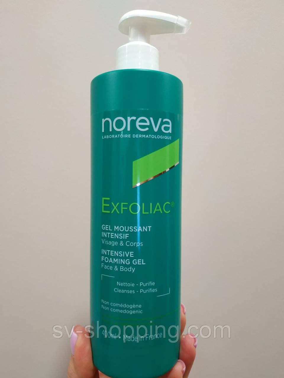 Очищаючий гель для вмивання для проблемної шкіри з кислотою AHA 4,7% и цинком Noreva Exfoliac Intensive Foaming