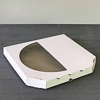Коробка для піци з вікном біла 300х300х30 (100 шт)