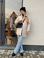 Женская трендовая стеганая куртка-рубашка утеплитель силикон (Норма)