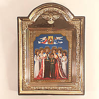 Икона царские мученики святые, лик 10х12 см, в пластиковой черной рамке