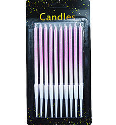 Свічки на день народження "Colorful", 10 шт., h - 13,5 см, колір - бузковий