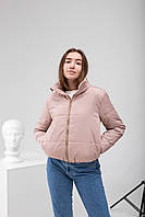Жіноча куртка дута демісезонна стильна практична курточка світло-рожевого кольору