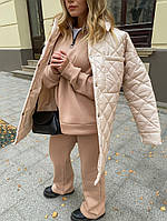 Женская трендовая стеганая куртка-рубашка утеплитель силикон (Норма)