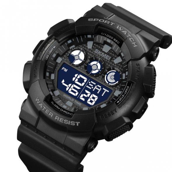 Тактичний водостійкий кварцовий годинник Skmei Stalker black, фото 1