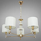 Класична сучасна люстра на 5 ламп з абажурами з тканини золото D-2121/5G, фото 2