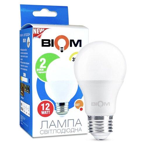 Світлодіодна лампа LED Biom BT-511 A60 12W E27 3000K матова