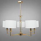Класична сучасна люстра на 5 ламп з абажурами з тканини золото D-2126/5G, фото 2
