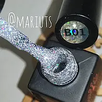Светоотражающийся гель лак для ногтей Объем 8 мл Global fashion Цвет серебро