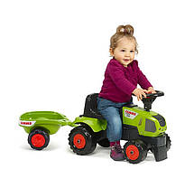 Дитячий трактор катка толокар з причепом від 1 до 3 років Falk Claas Axos зелений Франція