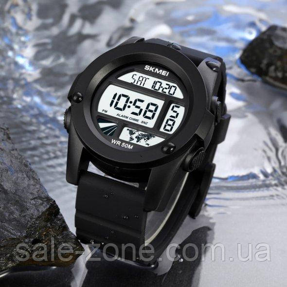 Мужские спортивные кварцевые часы Skmei World (черные) - фото 4 - id-p1668349080