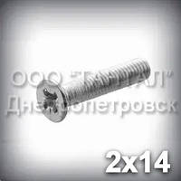 Гвинт М2х14 хрестовий шліц ГОСТ 17475-80 (DIN 965, ISO 7046) оцинкований із потайною головкою