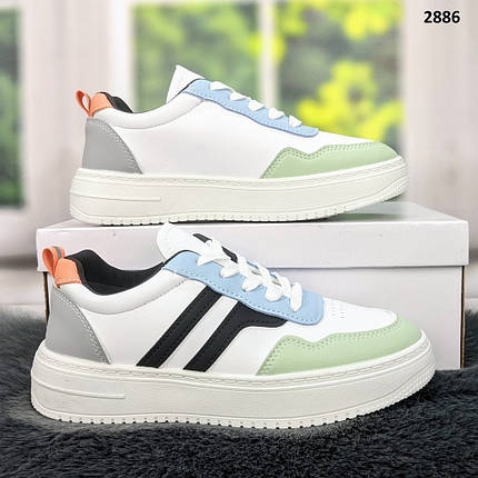 Кросівки жіночі білі з кольоровими демісезонними вставками Swin Shoes 2886, фото 1