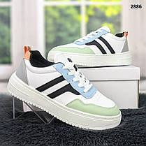 Кросівки жіночі білі з кольоровими демісезонними вставками Swin Shoes 2886, фото 4