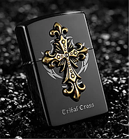 Зажигалка бензиновая ZORRO Cribal Cross Black