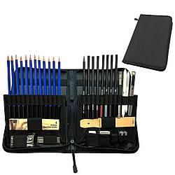Набір графітних олівців ARTLION для малювання професійні олівці 40 предметів для скетчингу в чохлі
