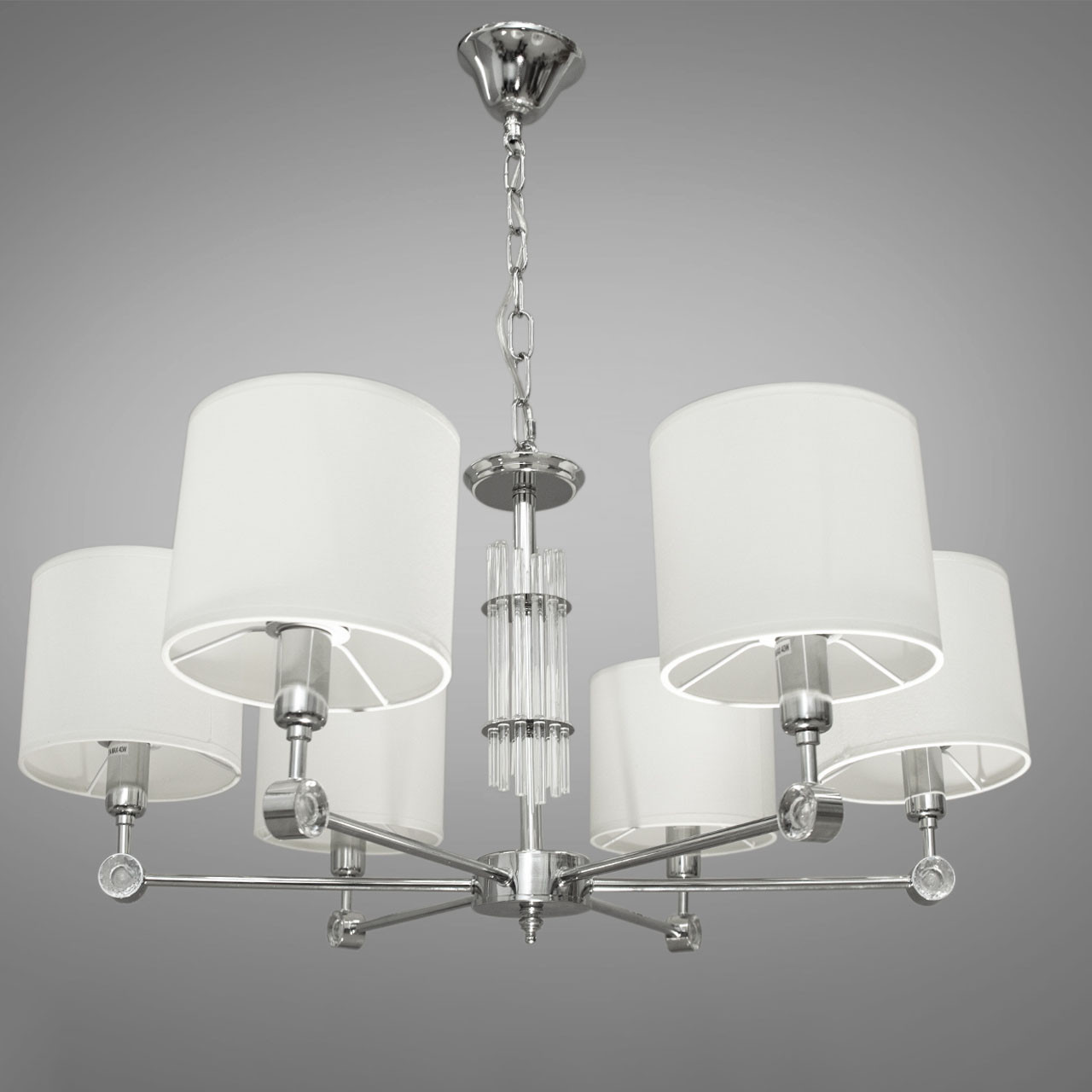 Классическая люстра на 6 ламп с тканевыми абажурами хром СветМира D ...