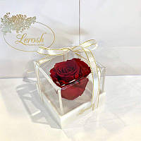 Роза стабилизированная Lerosh бутон розы в подарочной коробке красный 8x8x8 см. 830179