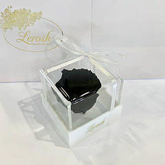 Стабілізована троянда Lerosh бутон троянди в подарунковій коробці чорний 8x8x8 см. 830185