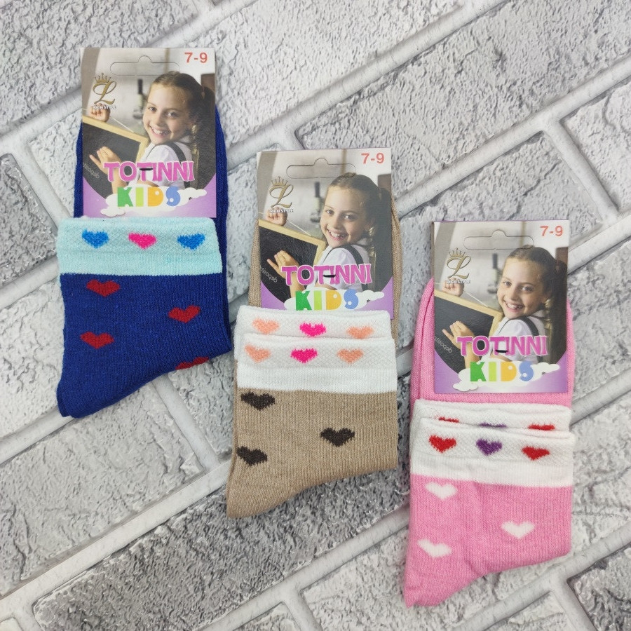 Шкарпетки дитячі середні весна/осінь р.7-9 асорті серця TOTINNI KIDS 30036093