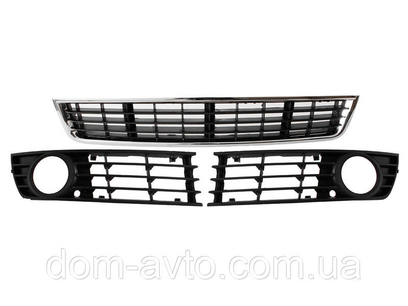 Audi A4 B6 00-04 муляж решітки в бампер ліва+права+середня комплект