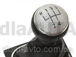 VW Golf V 03-08 SILVER Ручка КПП + ЧОРНИЙ сильфон з ХРОМОВОЮ рамкою 5 ШВИДКІСТЕЙ