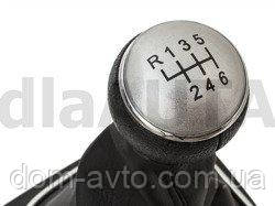 VW Golf V 03-08 SILVER Ручка КПП + ЧОРНИЙ сильфон з ХРОМОВОЮ рамкою 6 ШВИДКІСТЕЙ
