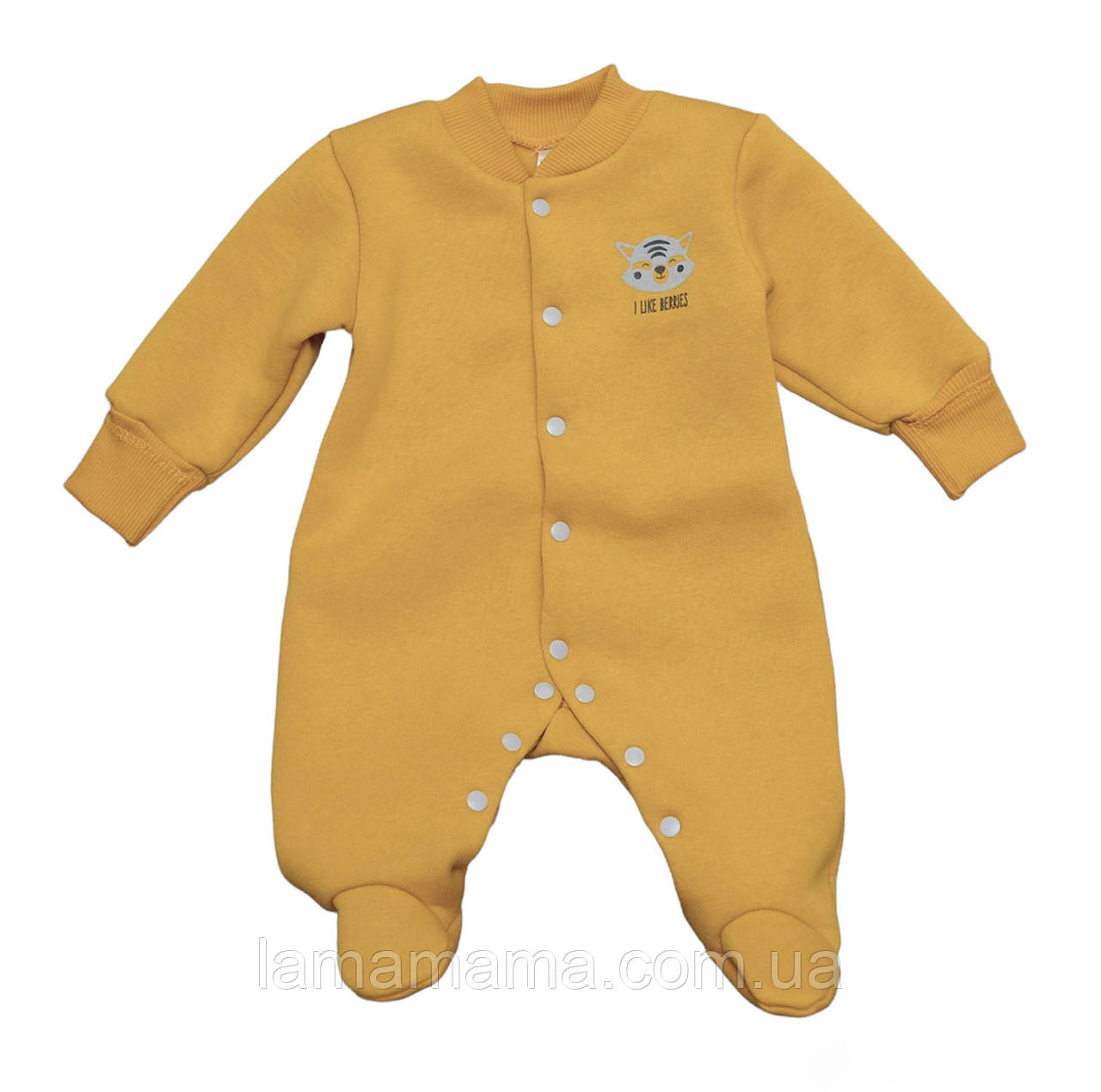 Теплий комбінезон (трьохнитка з начосом) Єнот гірчичний Minikin, фото 1