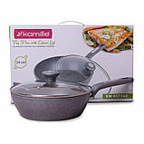 Сковорода-сотейник Kamille Granite d 24 см із кришкою KM-4275GR, фото 2