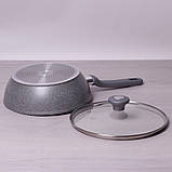 Сковорода-сотейник Kamille Granite d 24 см із кришкою KM-4275GR, фото 3