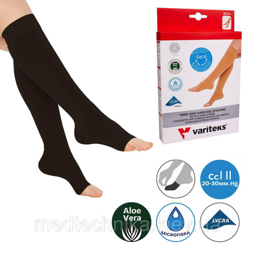 Гольфи компресійні, 2 клас, 20-30 мм рт.ст., відкритий носок, чорні, розмір 1, Variteks 912-1, фото 1