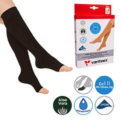 Гольфи компресійні, 2 клас, 20-30 мм рт.ст., відкритий носок, чорні, розмір 1, Variteks 912-1