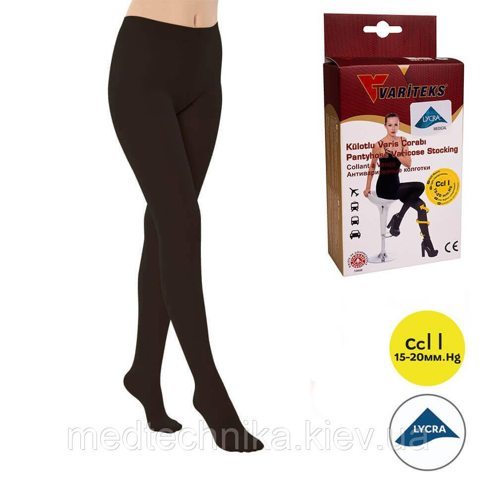 Колготки компресійні, 1 клас, 15-20 мм рт.ст., чорні, розмір 1, Variteks 933-1, фото 1