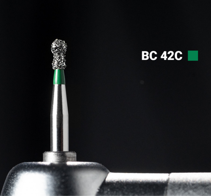 Діамантовий бір BC-42C. Кулястий з манжетою (ISO 002/015), зелений, Mani .Оригінал., фото 1