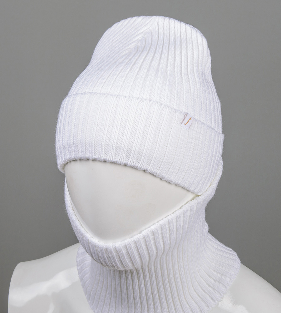 Шапка із флісовою підбивкою + Подвійний Баф (С2108), Білий, фото 1
