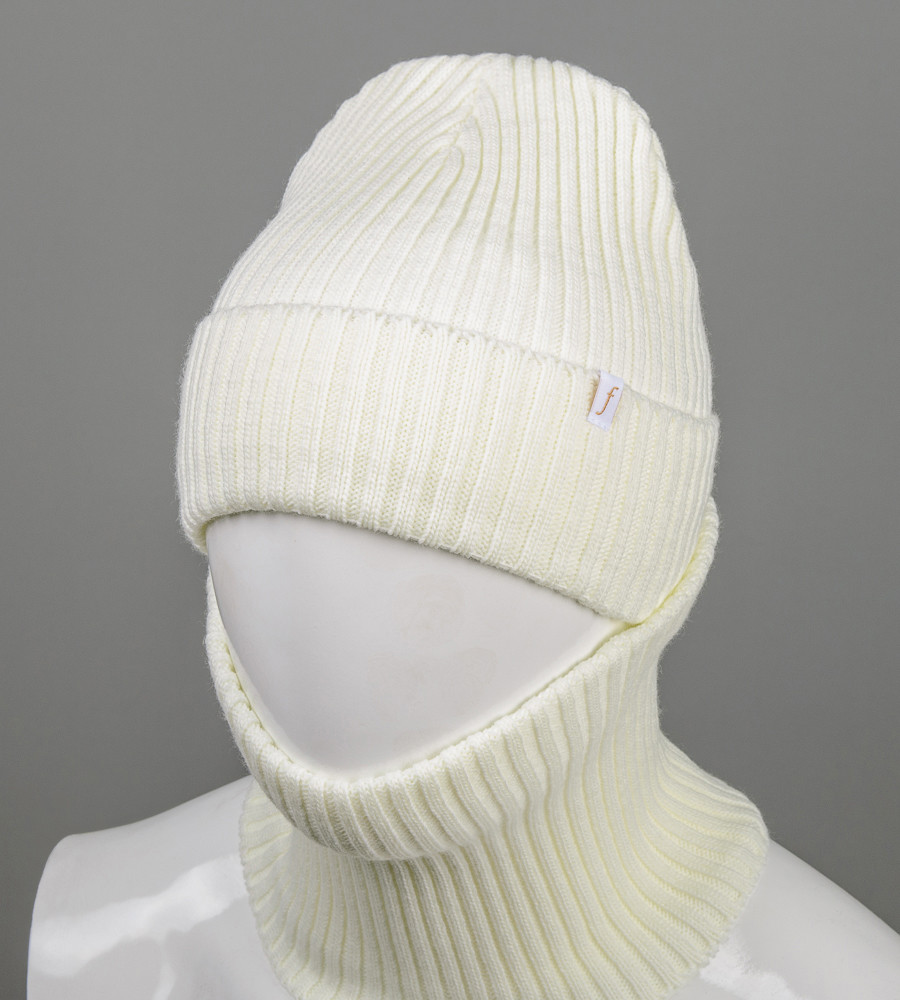 Шапка із флісовою підбивкою + Подвійний Баф (С2108), Молочний, фото 1