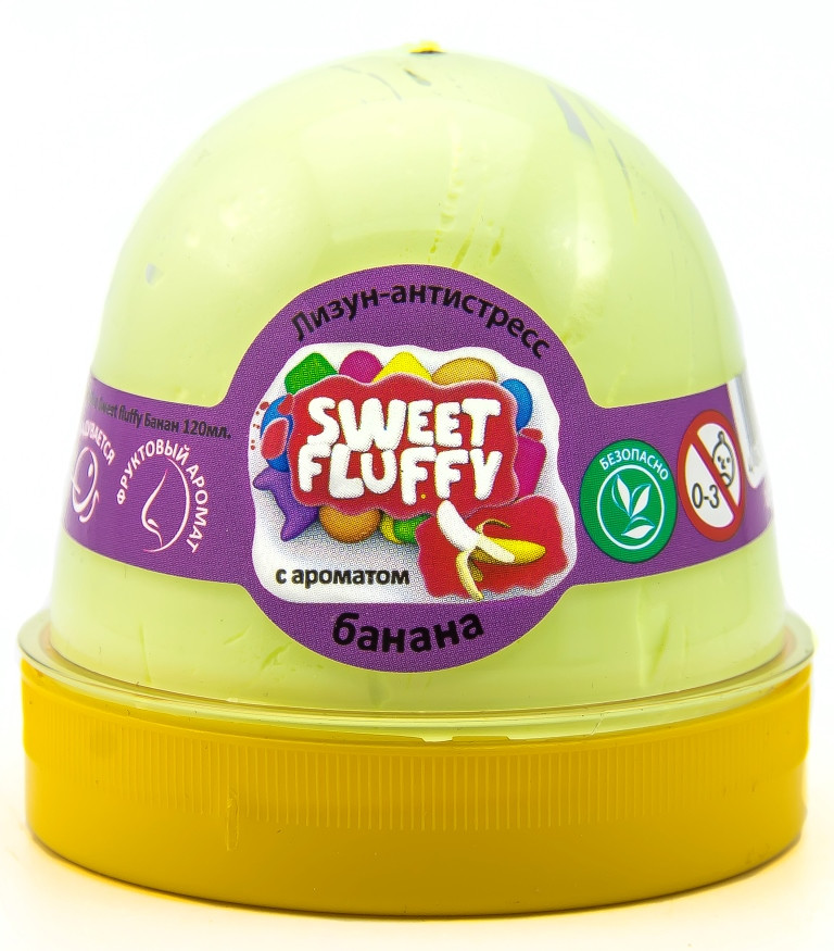 Лизун-антистрес Sweet fluffy ТМ Mr.Boo 80111 аромат Банан жуйка для рук 120 г слайм тягучка іграшка ОКТО
