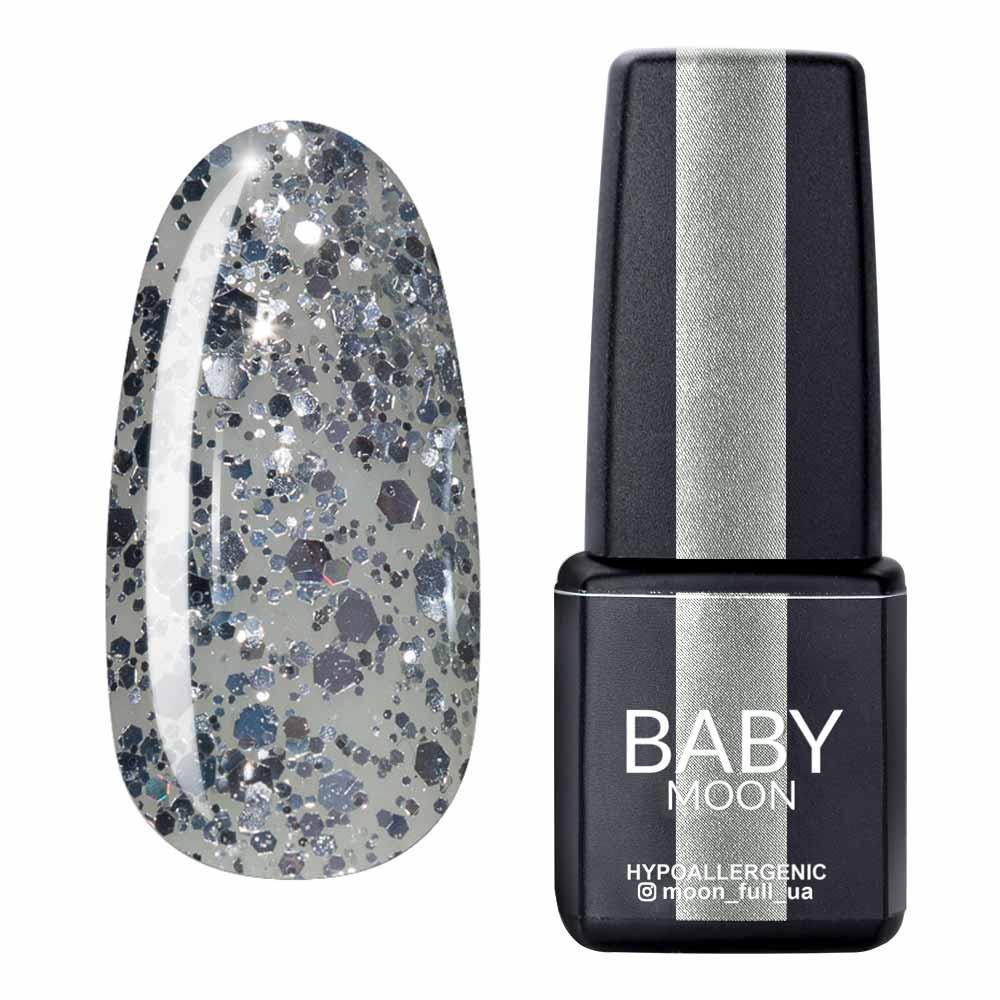 Гель лак Baby Moon Dance Diamond Gel polish № 019 срібний глітер на напівпрозорій основі 6 мл