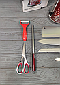 Набір кухонних ножів 9 предметів Edenberg EB-3616 — Червоний/Кухонні ножі на підставці, що крутиться, фото 4