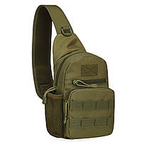 Тактическая нагрудная сумка рюкзак через плечо военный однолямочный рюкзак на 5 литров с системой MOLLE Oliva