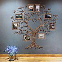 Семейное дерево, рамки для фото, фотографий 8 рамок «Heart» / Фоторамка / Семейные рамки - Светлый орех